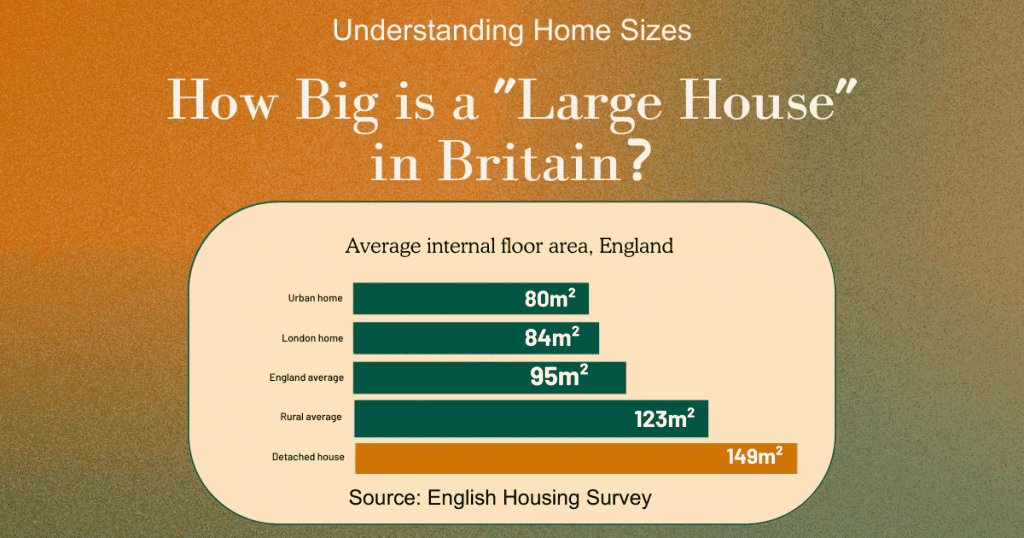 average UK home floor area by property type